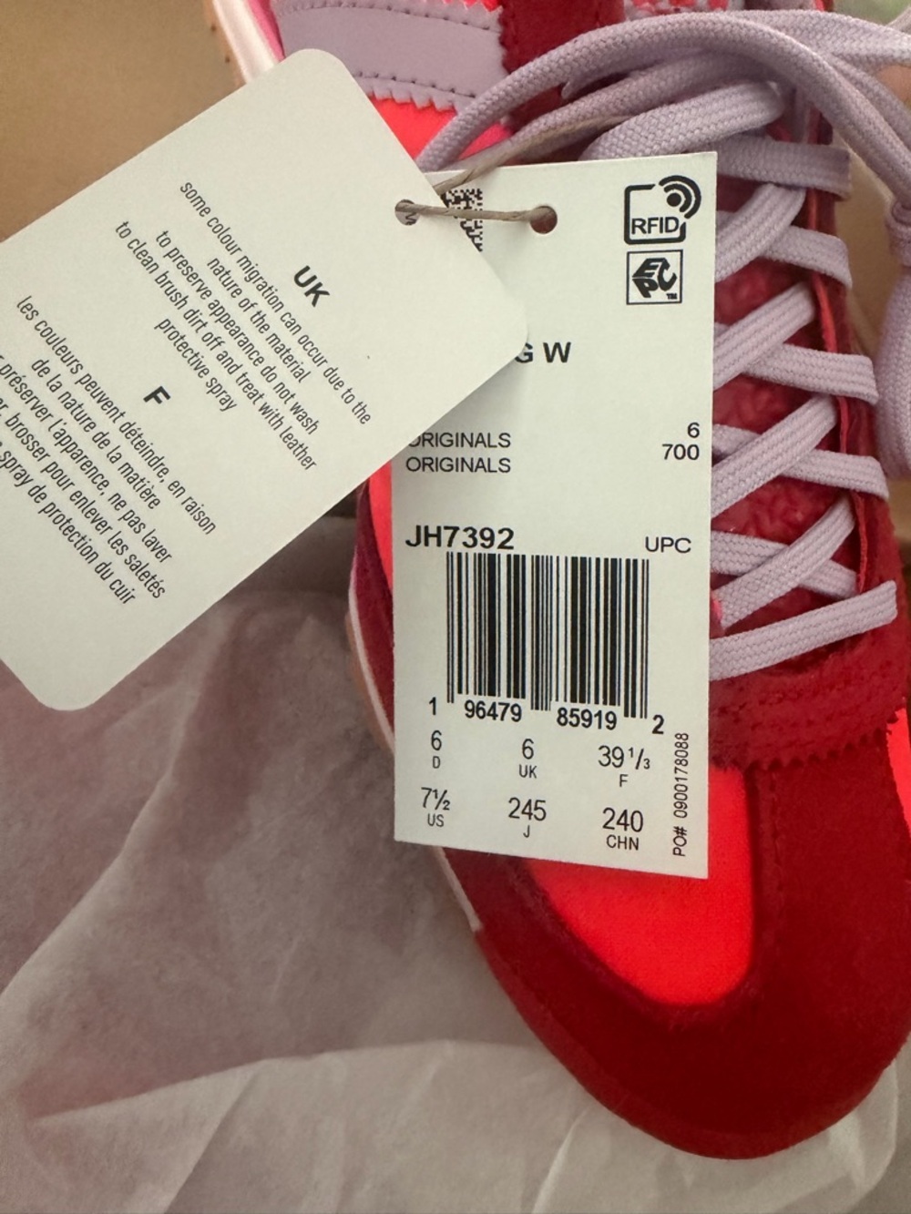 adidas Red and White Retro Runner Sneakers - Picture 6 of 7